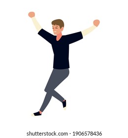 young man positive celebrating on white background vector illustration