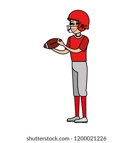 young man practicing american football