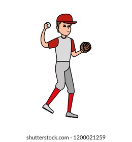 young man practicing baseball