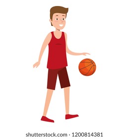 young man practicing basketball