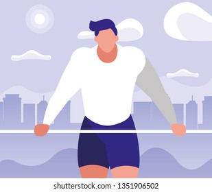 young man practicing outdoor gym