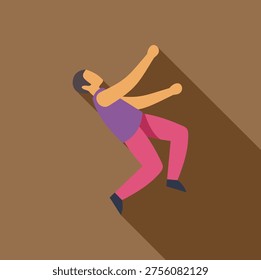 Young man practicing parkour, jumping and climbing a wall