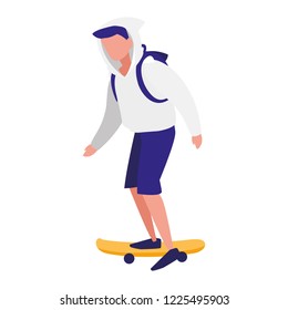 young man practicing skateboarding