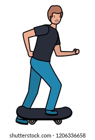 young man practicing skateboarding character