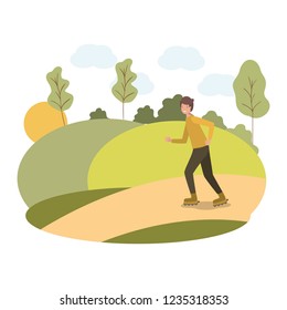 young man practicing skating in the park