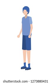 young man practicing skating sport character