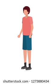 young man practicing skating sport character