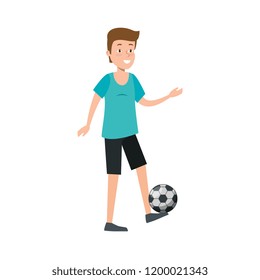 young man practicing soccer