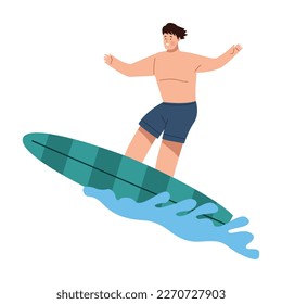 young man practicing surf character