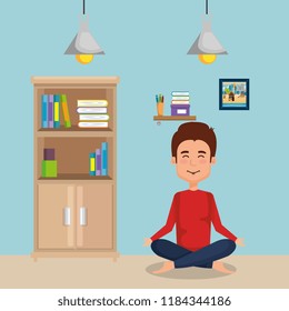 young man practicing yoga