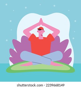 joven practicando personaje de yoga