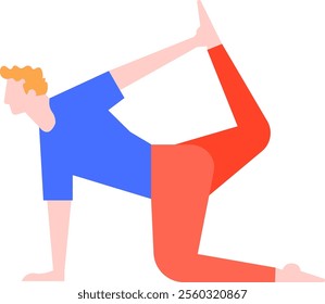 Young man practicing yoga, performing the One Legged King Pigeon Pose, a challenging backbend that opens the hips and chest, promoting flexibility and relaxation