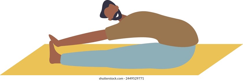 joven practicando yoga estirando su cuerpo.concepto de salud y movilidad.Ilustración vectorial plana.