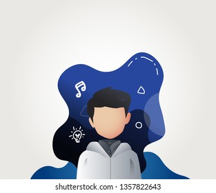 young man profile avatar illustration vector