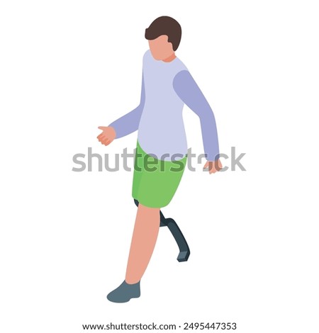Young man with a prosthetic leg is walking confidently, showing the power of human resilience and the possibilities of modern technology