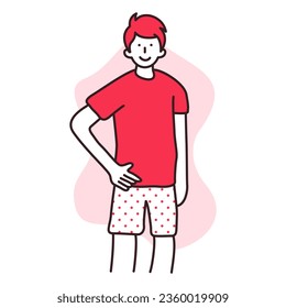 Young man put his hands on his hips while standing
