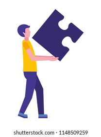 young man with puzzle piece avatar character