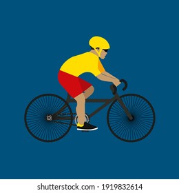 young man racing Sport bicycle,bike avatar character icon vector illustration design, 