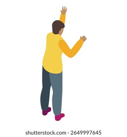 Young man is raising his hands in celebration or showing support