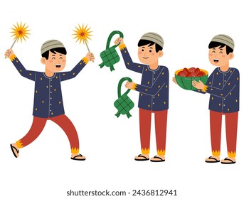 young man ramadan activity vector illustration