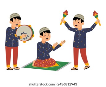 young man ramadan activity vector illustration