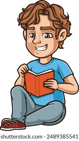 Joven leyendo Ilustración vectorial de libro