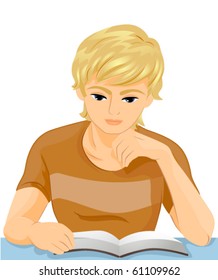 Un joven leyendo un libro - vector