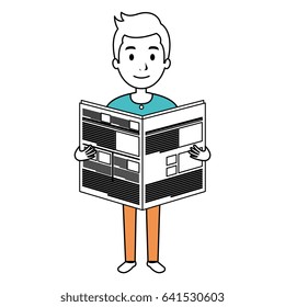 young man reading newspaper avatar character