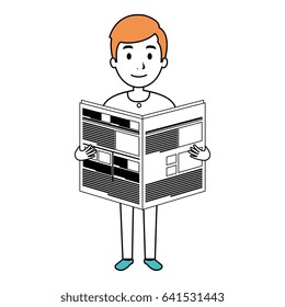 young man reading newspaper avatar character