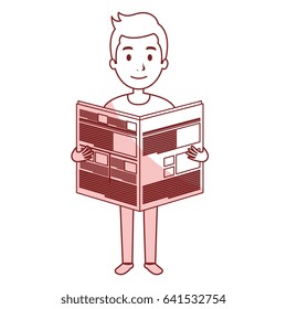 young man reading newspaper avatar character
