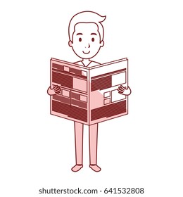 young man reading newspaper avatar character