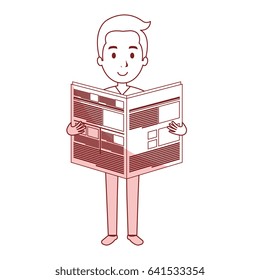 young man reading newspaper avatar character