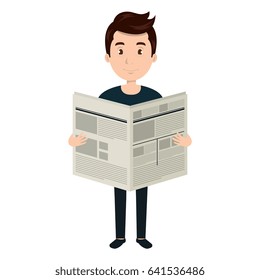 young man reading newspaper avatar character