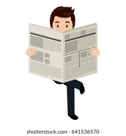 young man reading newspaper avatar character