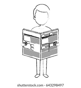 young man reading newspaper avatar character