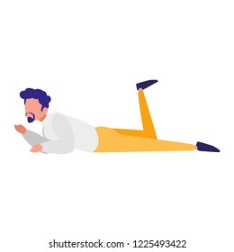 young man relaxing in the floor