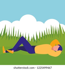 young man relaxing in the floor