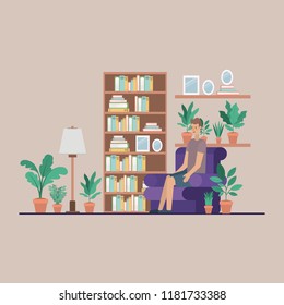 young man relaxing on the livingroom