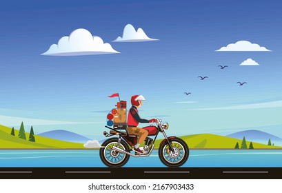 a young man rides a motorbike to go home