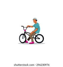 Young man rides sitting on a BMX Bike sign. Vector Illustration.
Branding Identity Corporate logo design template Isolated on a white background