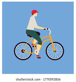 Young man rides a sports bike vector illustration