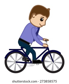 Young Man Riding a Bicycle