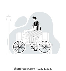 
Young man riding bicycle character vector illustration design. Cycle user character line art design