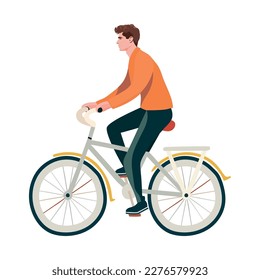 young man riding bike character