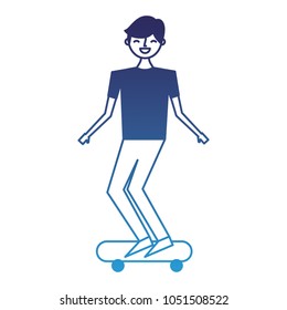 young man riding on skateboard enjoying