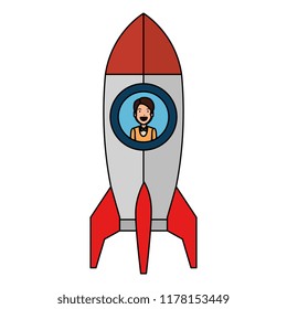 young man in rocket startup