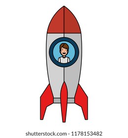 young man in rocket startup