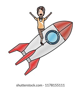 young man in rocket startup