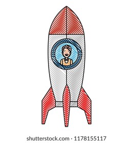 young man in rocket startup