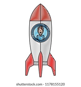 young man in rocket startup